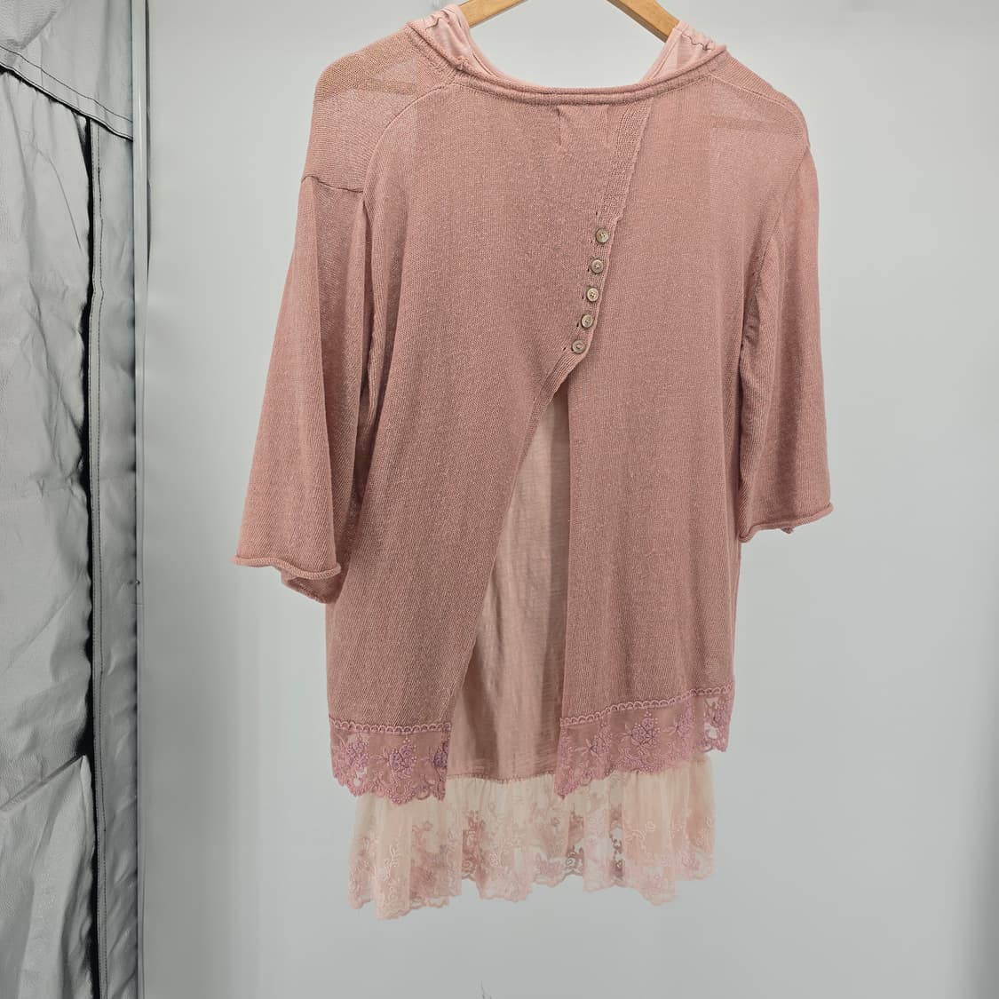 레이스 핑크 상의/원피스 레이어드 코디 세트   상품이미지7