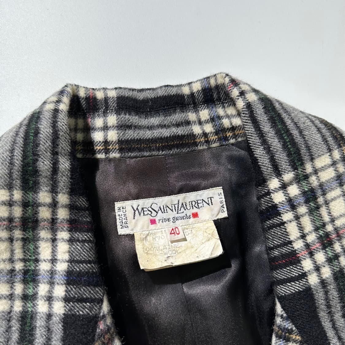 입생로랑 울 체크 더블 자켓 상품이미지3