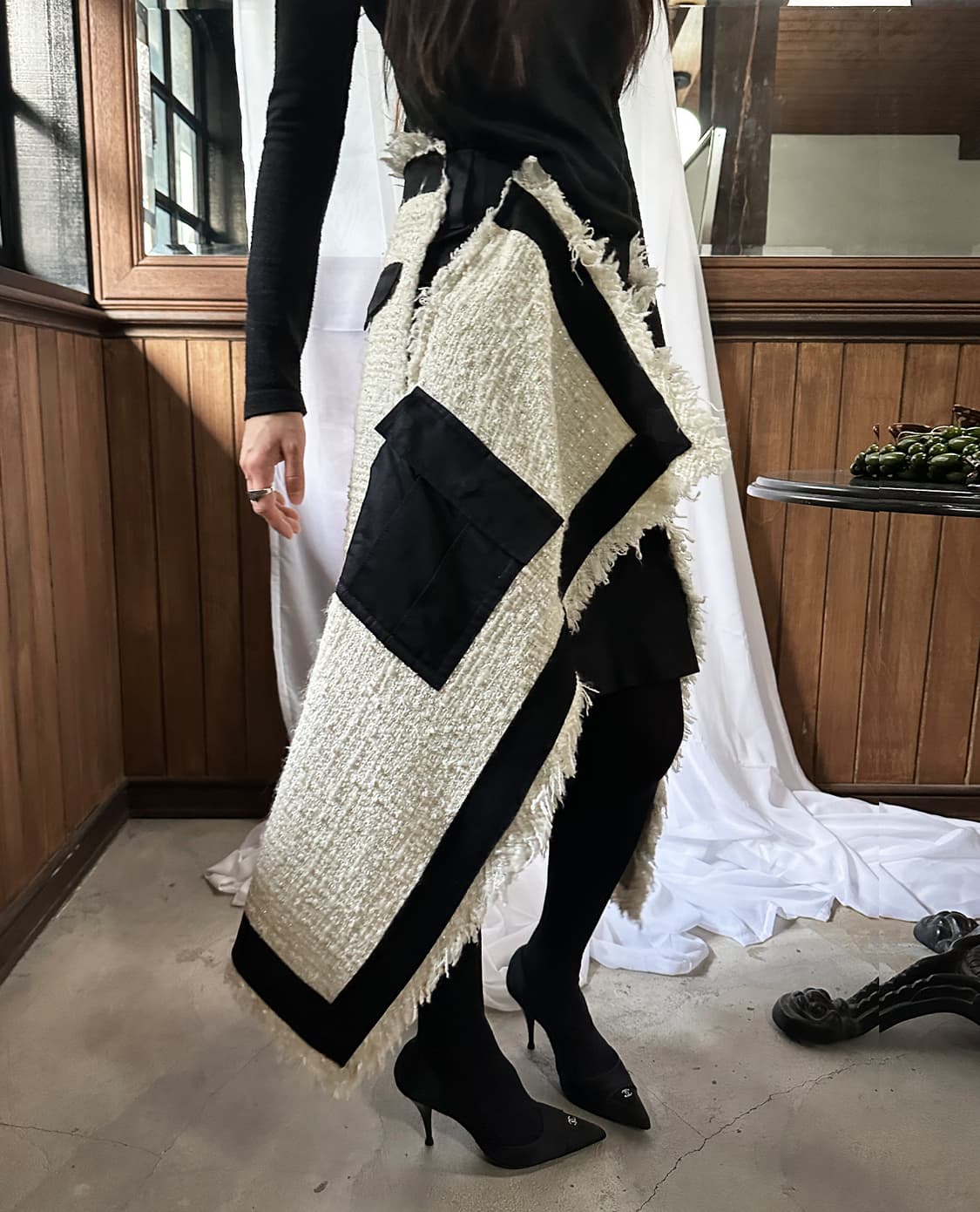 SACAI tweed hybrid wrap skirt 상품이미지1