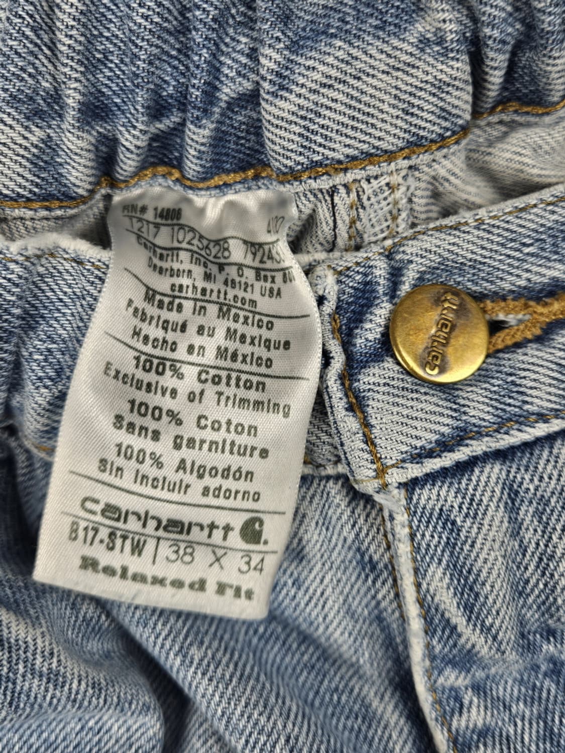 칼하트 밴딩 커스텀 베이직 데님 워크 팬츠 (38X34) / 10325 상품이미지7