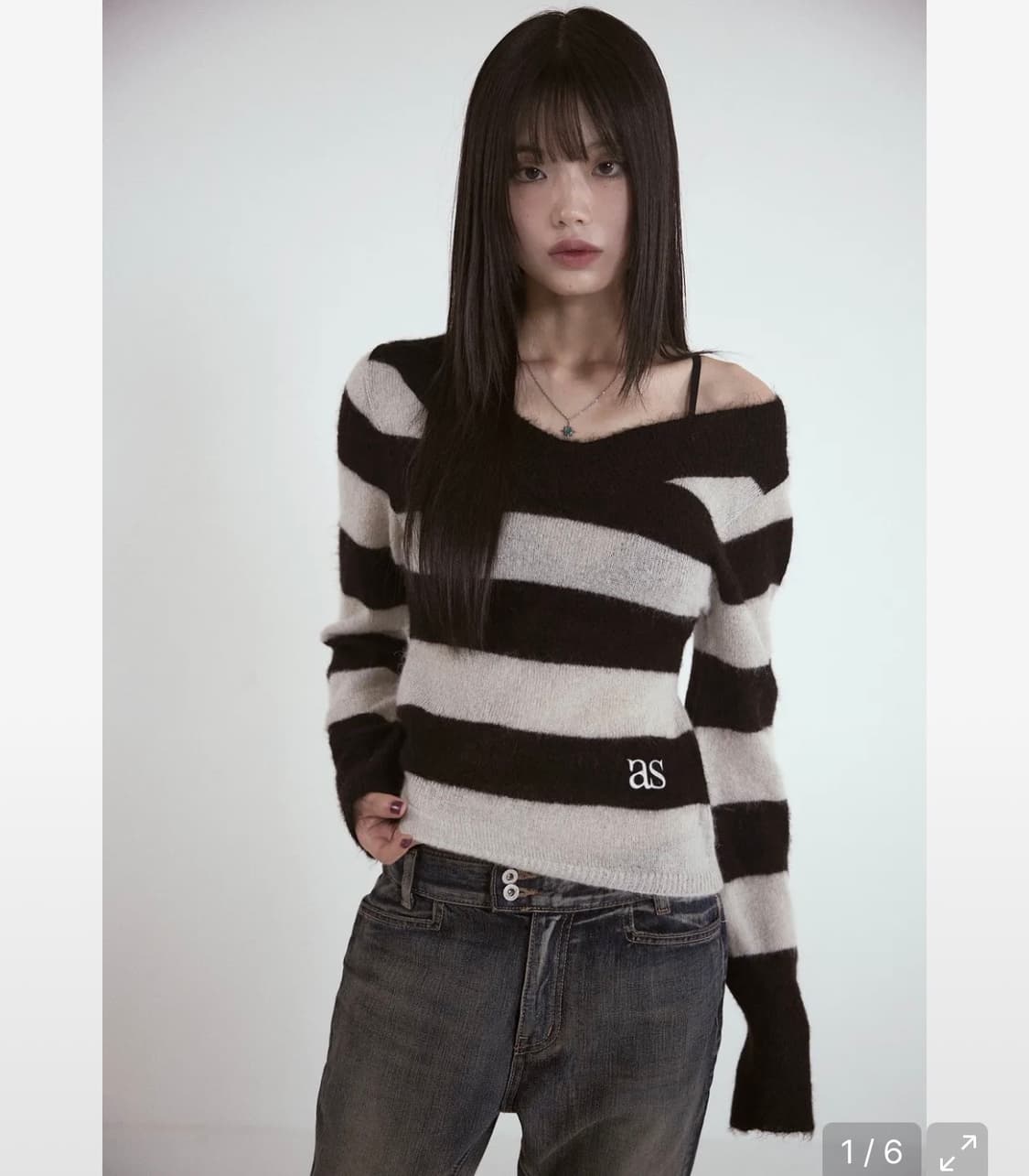 애즈온 pony stripe knit 상품이미지1