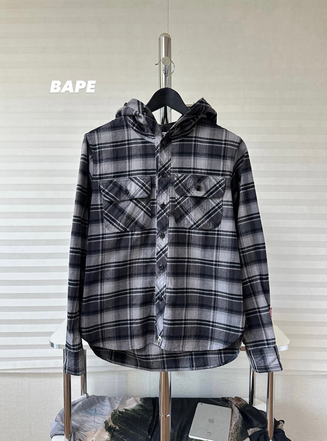 베이프 체크 후드셔츠 상품이미지6