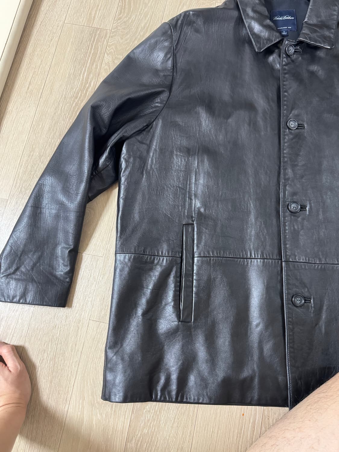 XL 브룩스브라더스 레더 카코트 블랙 가죽 자켓 상품이미지3