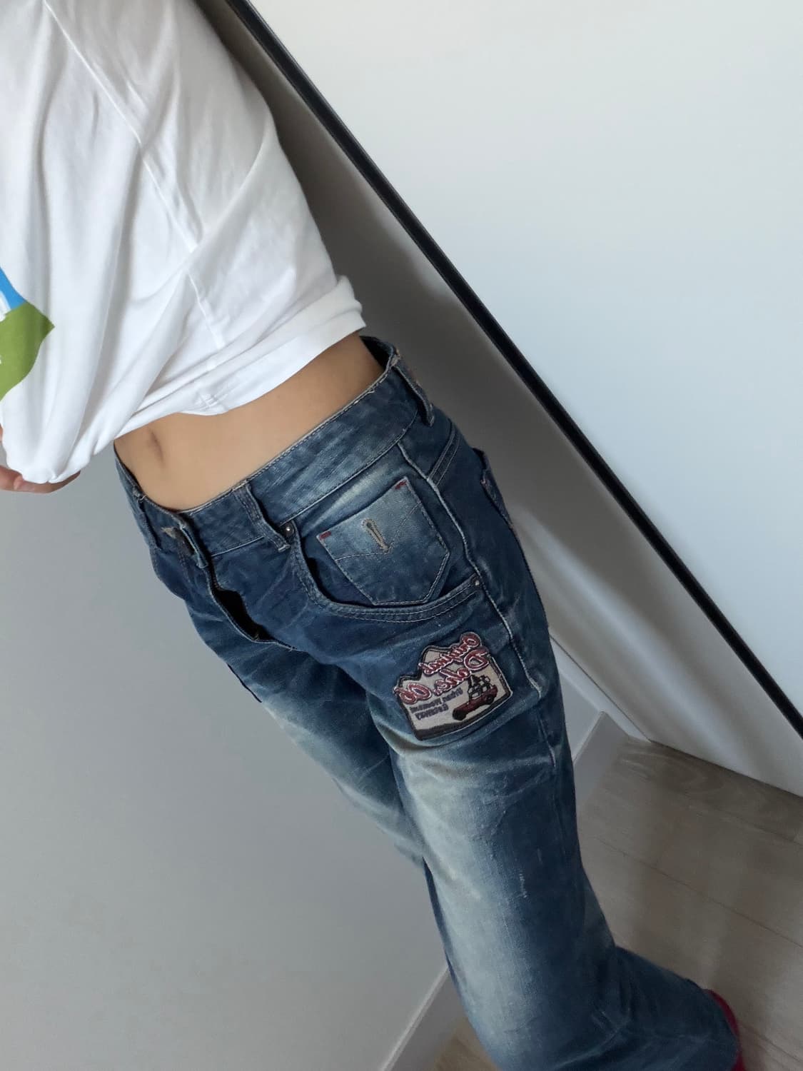 빈티지 Y2K 세미부츠컷 데님 팬츠 패치 청바지 상품이미지3