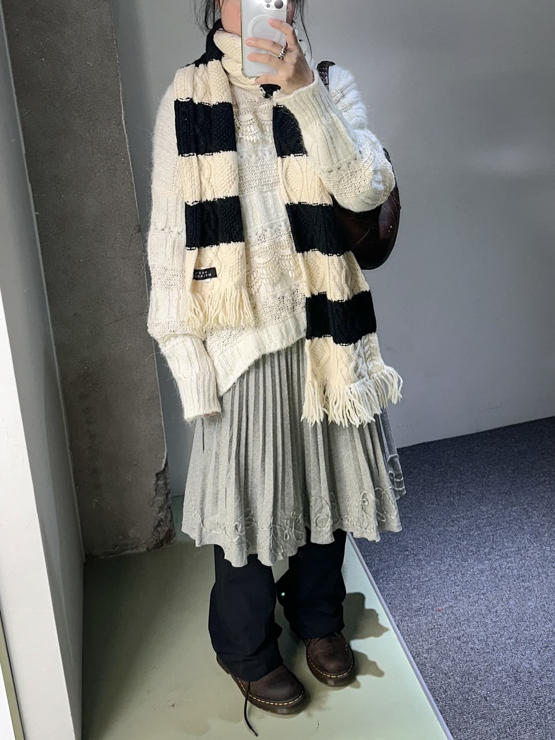 black&white cable knit muffler 상품이미지2