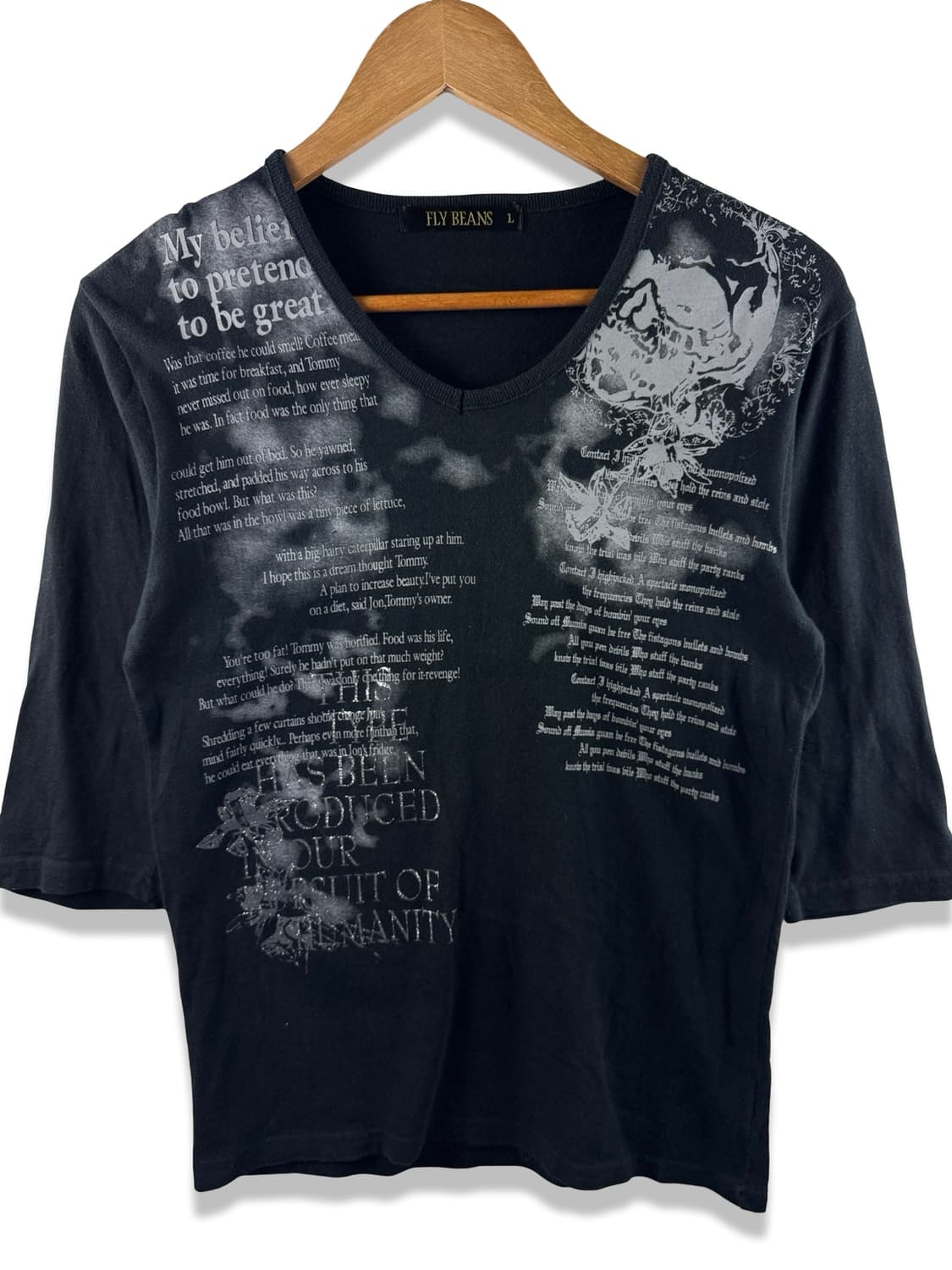 JPN 스컬 스모크 레터링 7부 슬리브2174 상품이미지1