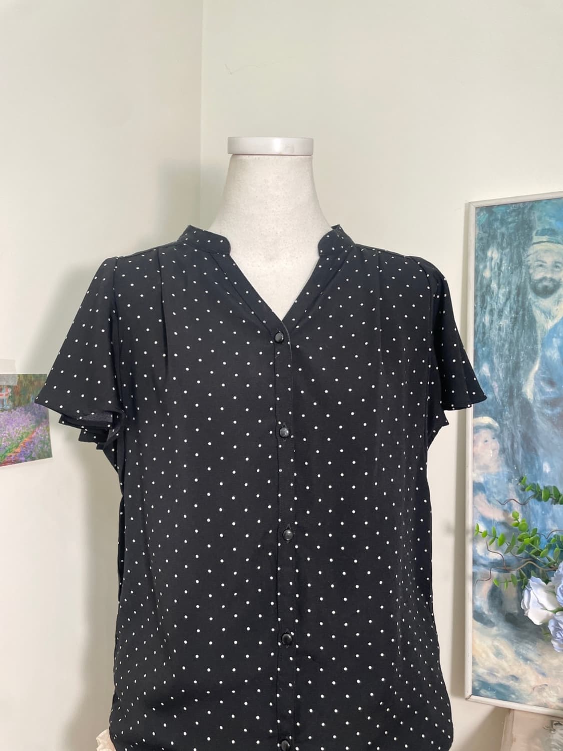black dot shirring summer blouse(size-M) 상품이미지5