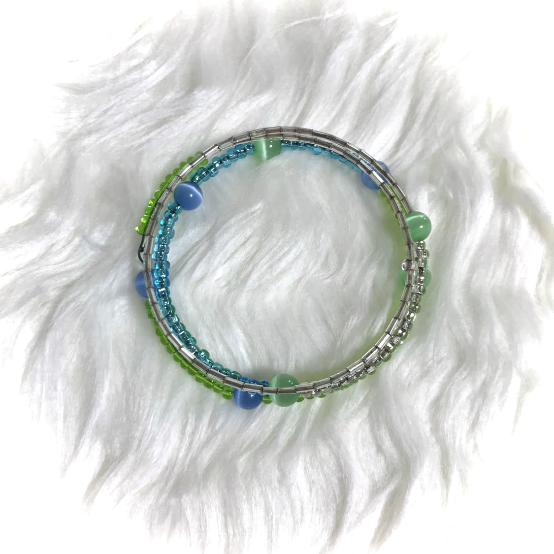 빈티지 레이어드 뱅글 팔찌 캣츠아이 비즈 원석 상품이미지2