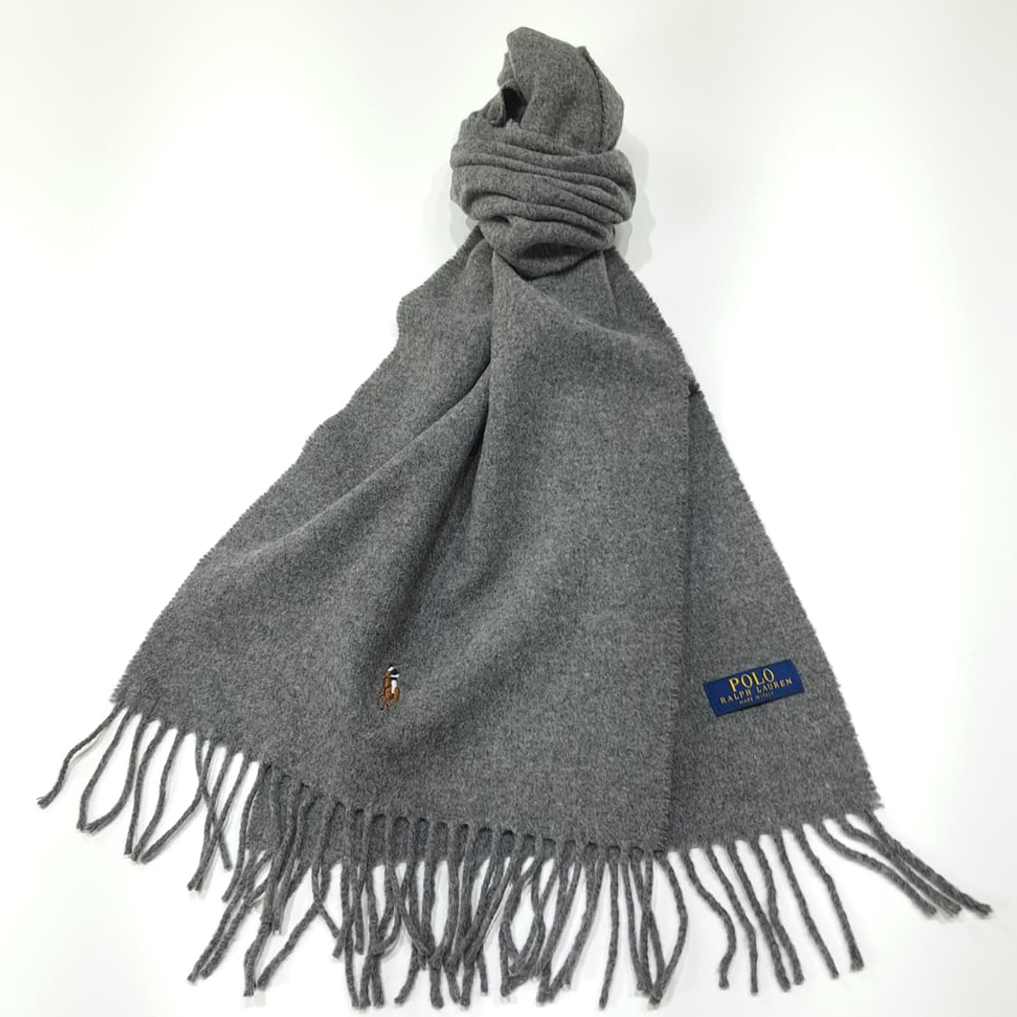 MX397 폴로 이태리판 포니자수 헤더그레이 머플러 목도리 상품이미지2