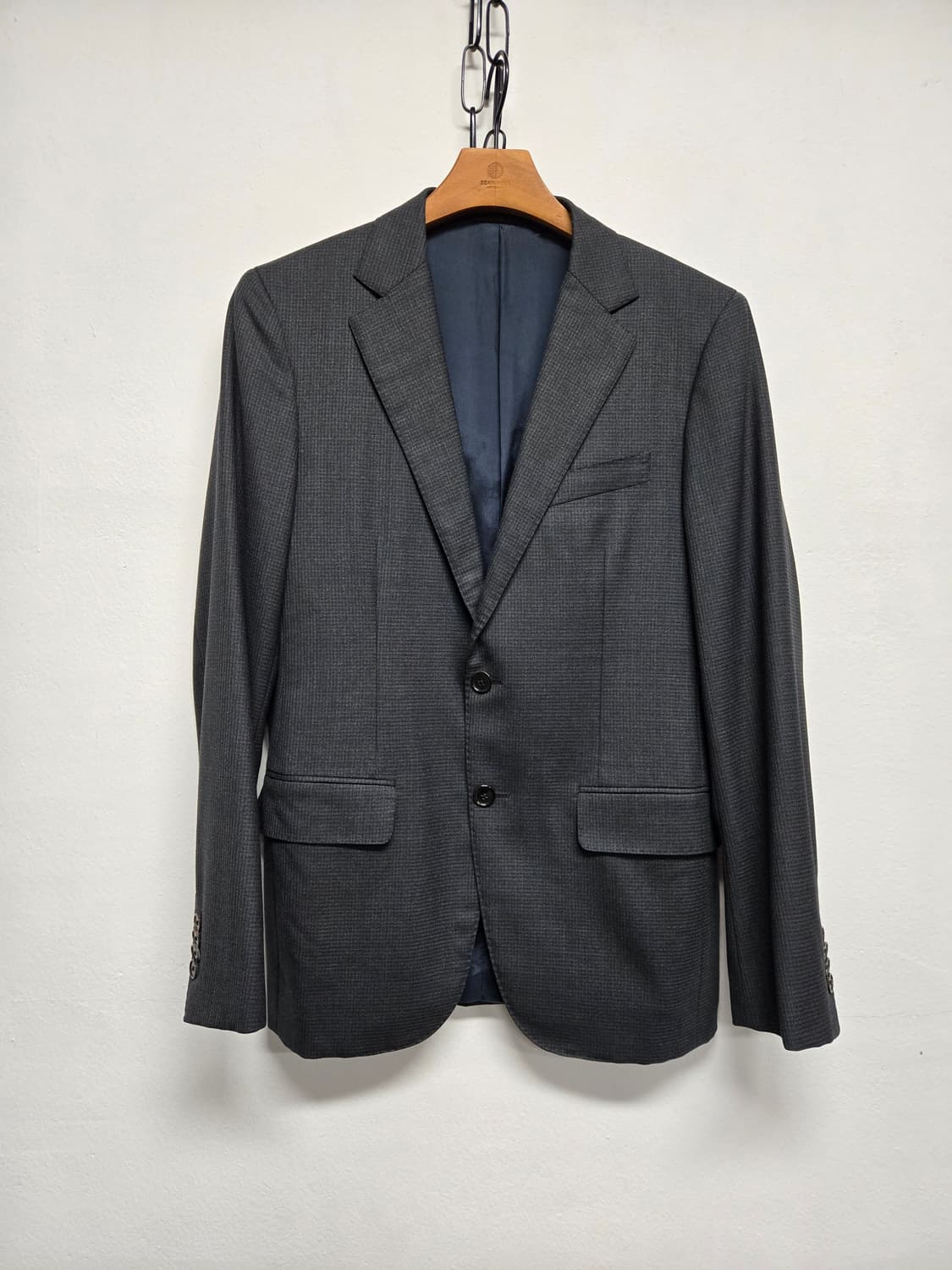 한섬 타임옴므 TIME 체크 정장 자켓 에르메네질 제냐 호주산 울100 상품이미지1