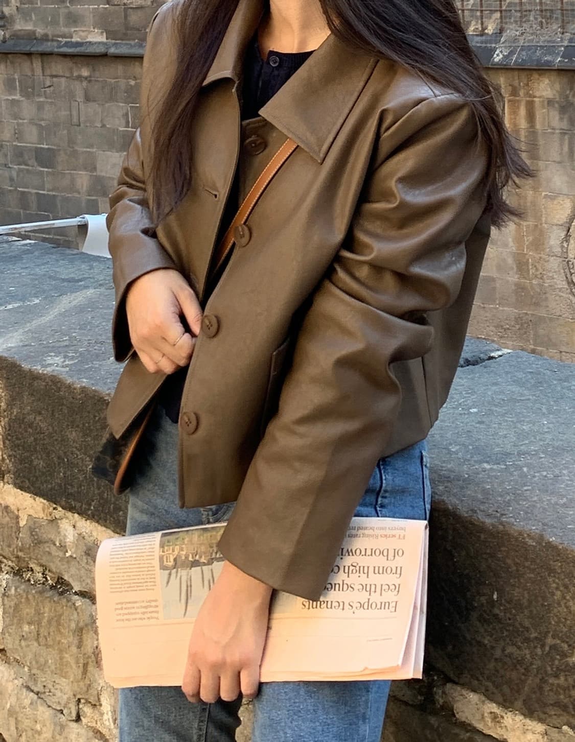 케이클럽 모비드 세미크롭 레더자켓 (brown) 상품이미지1