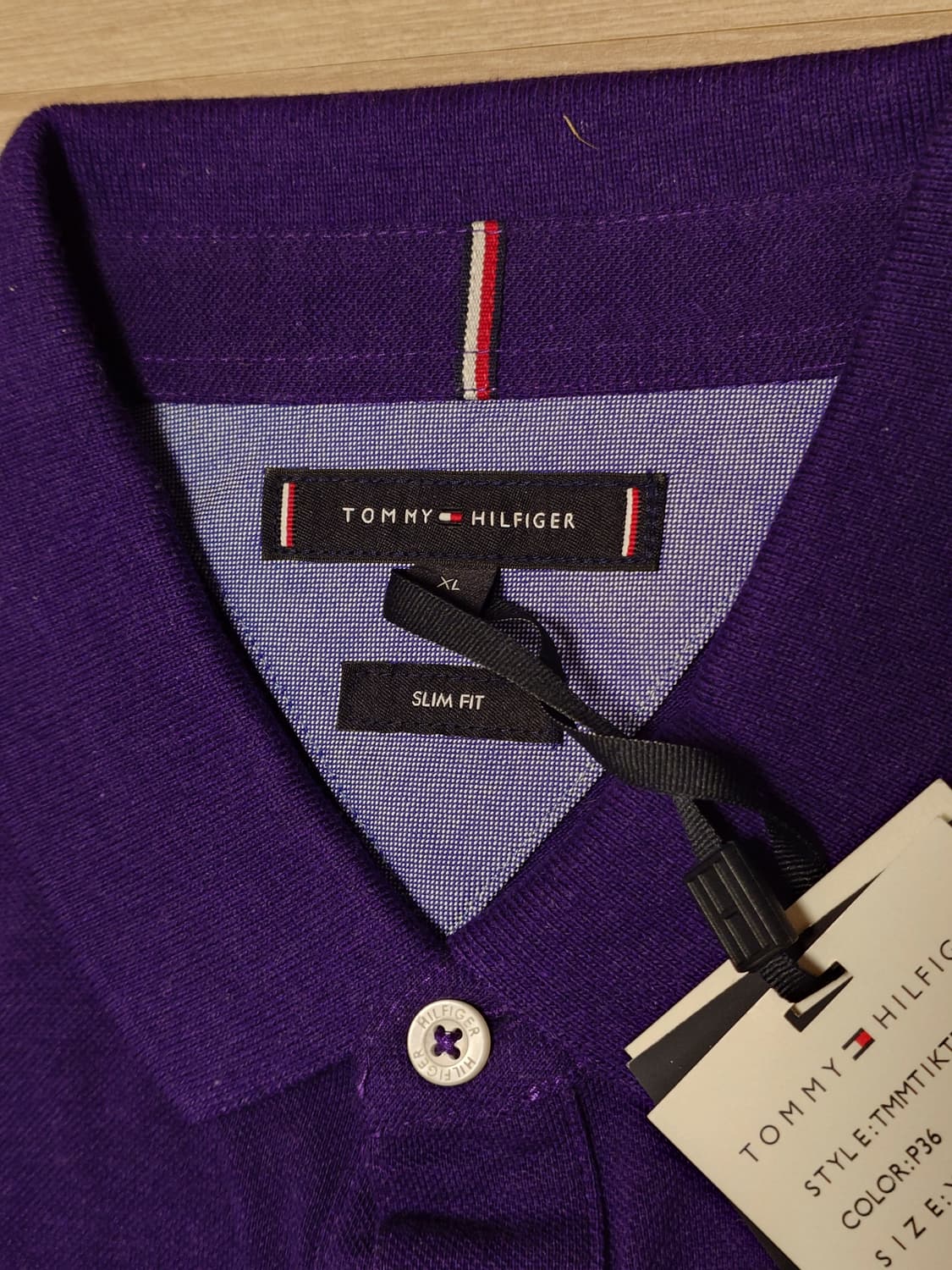 [XL] 타미힐피거 피케 폴로셔츠 롱슬리브 퍼플 상품이미지3