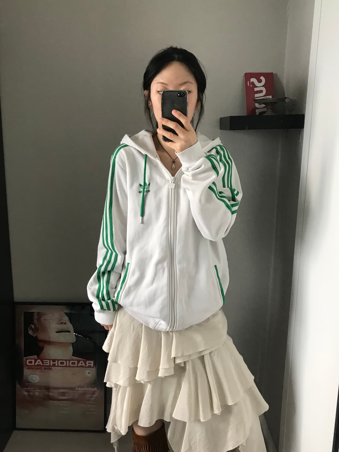 아디다스 00년대 올드스쿨 파이어버드 화이트 후드집업 상품이미지1