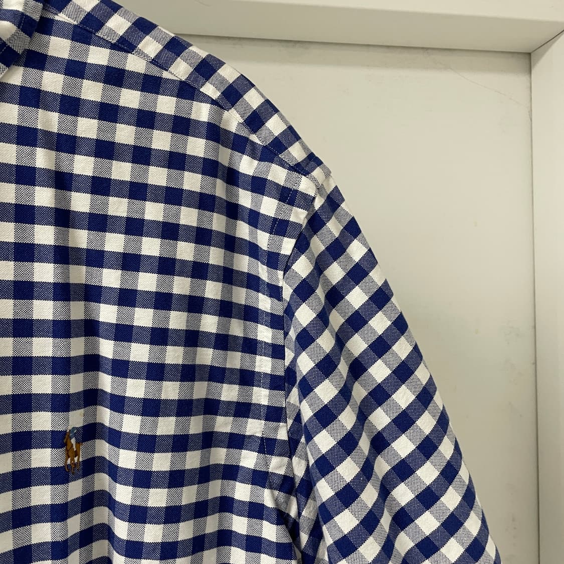 폴로 깅엄 체크 반팔 셔츠 블루 XL  상품이미지3