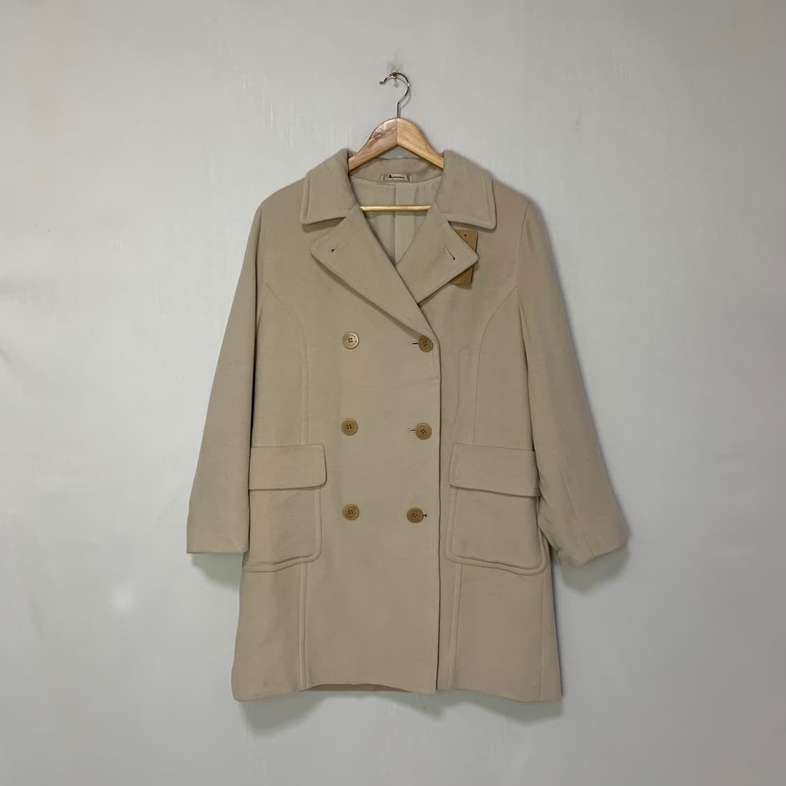 아쿠아스큐텀 빈티지 베이지 더블 롱 코트 앙고라 캐시미어 혼방 상품이미지1