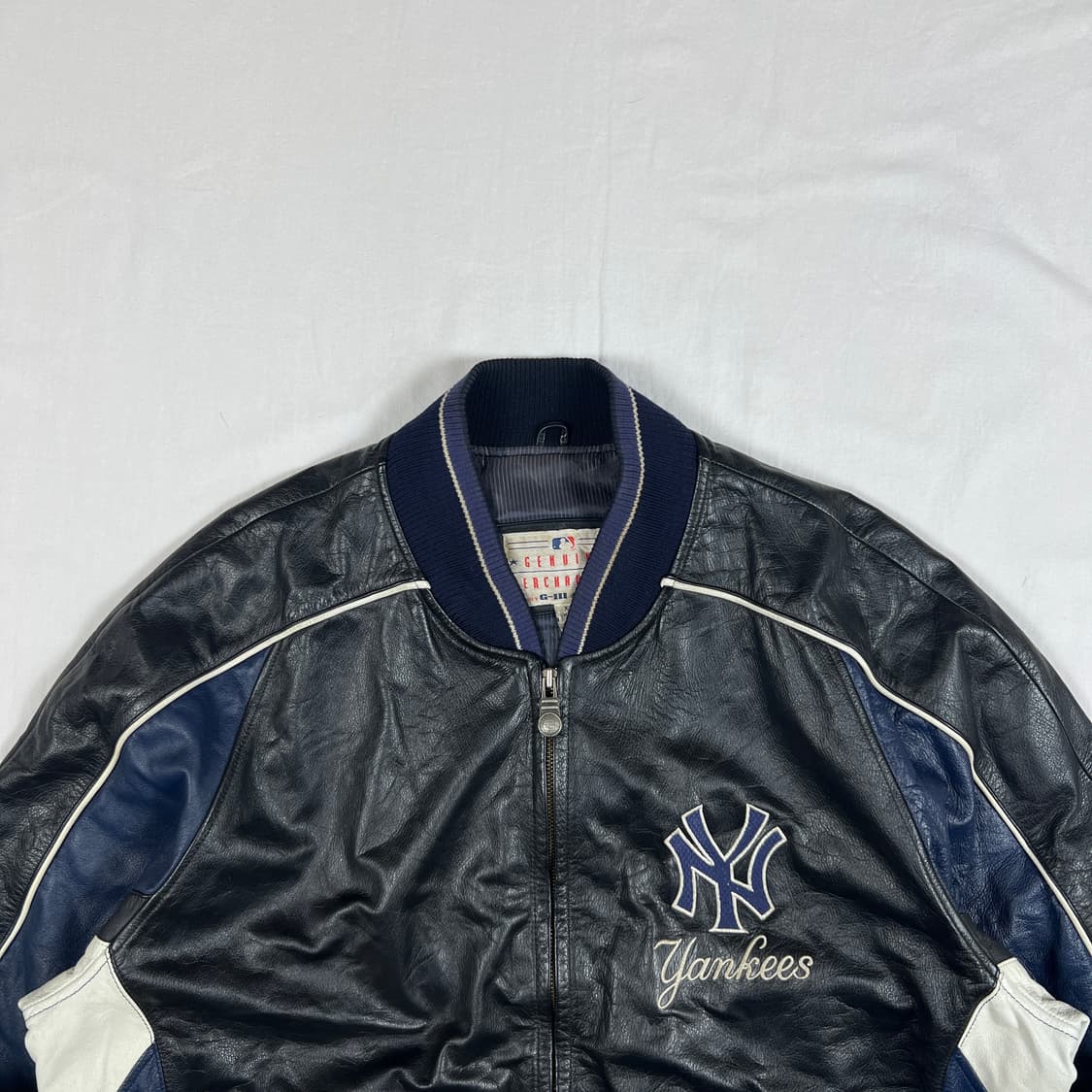 90‘s MLB ny양키즈 팀 로고 가죽 레더 자켓 상품이미지2