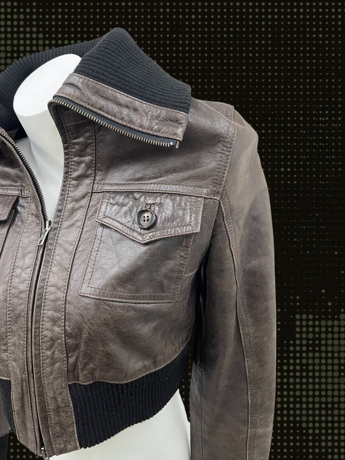 y2k brown 2-way leather jacket  상품이미지3