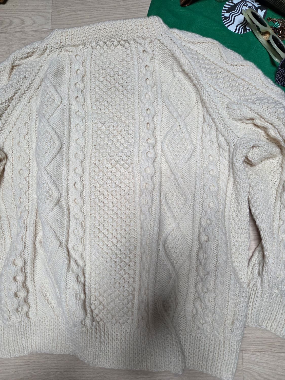 도네갈 아일랜드 크라나 핸드니트 크림 화이트 케이블 니트 스웨터  상품이미지5