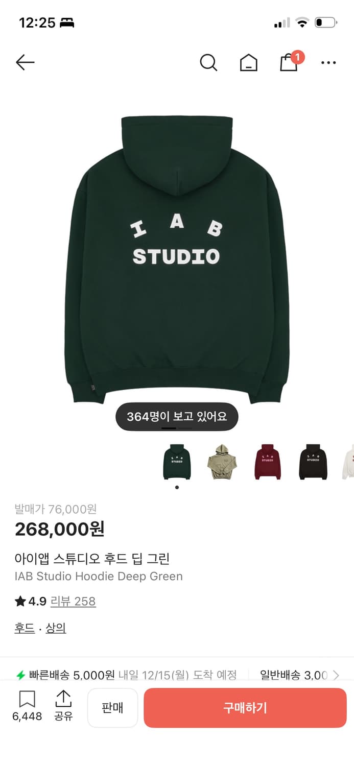 아이앱 스튜디오 딥 그린 후드티 XL 상품이미지7