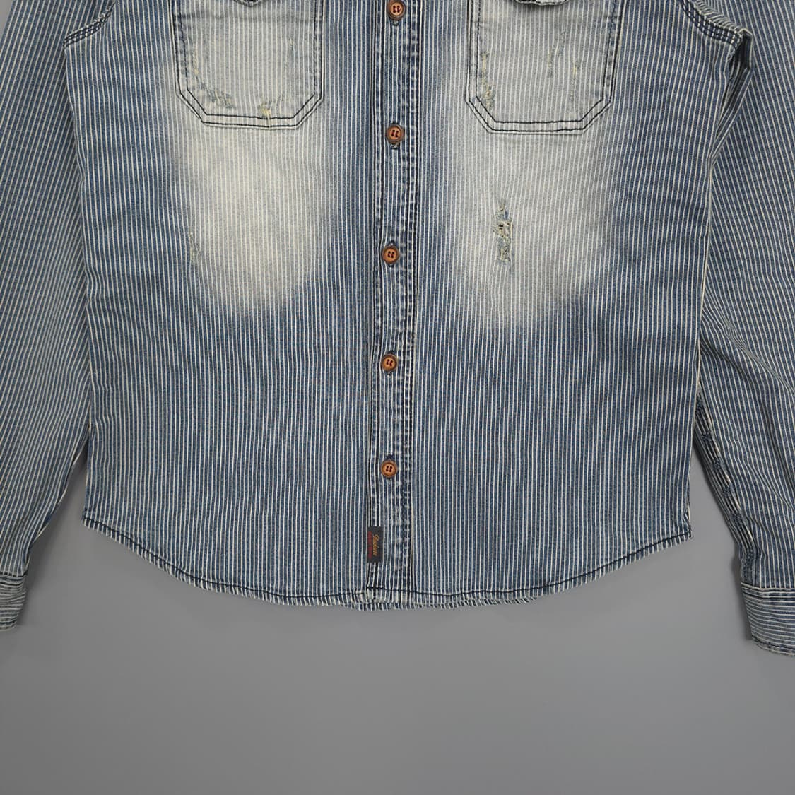 버커루 Buckaroo 1950 스트라이프 데님 셔츠 M 상품이미지3