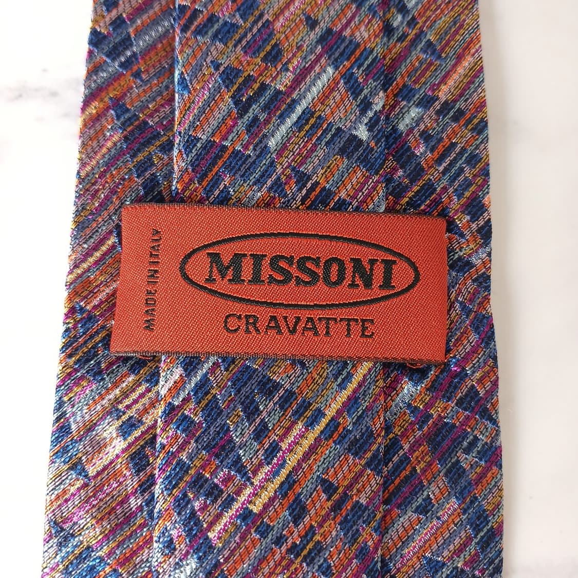 미쏘니 실크 블루 멀티 패턴 넥타이 8.5cm A등급 E860 상품이미지6