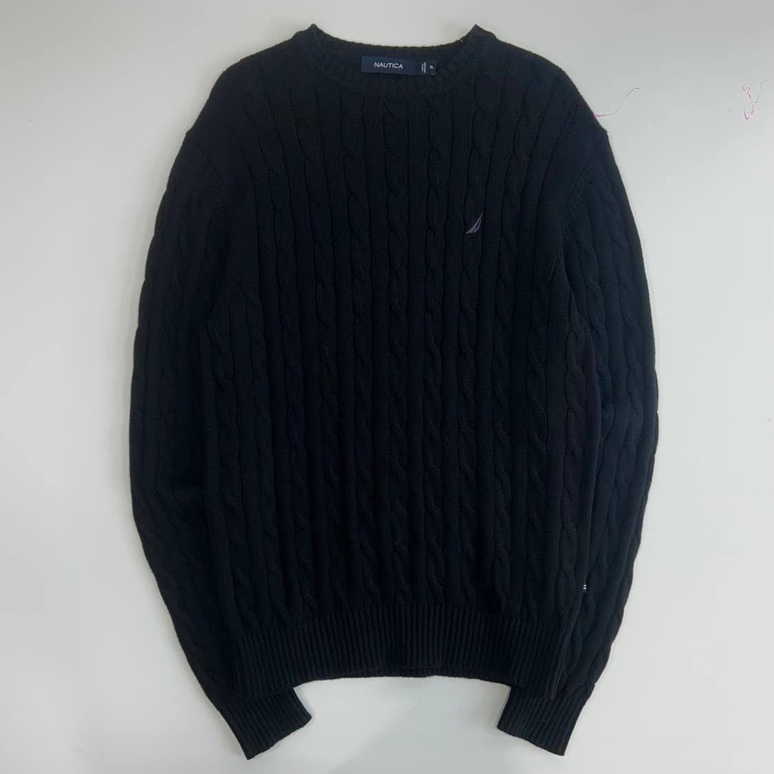 Nautica 퍼플그레이 로고 블랙 케이블 니트 상품이미지3