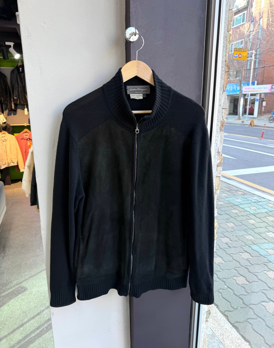 .L/ 페라가모 스웨이드 캐시미어 니트 집업 상품이미지3