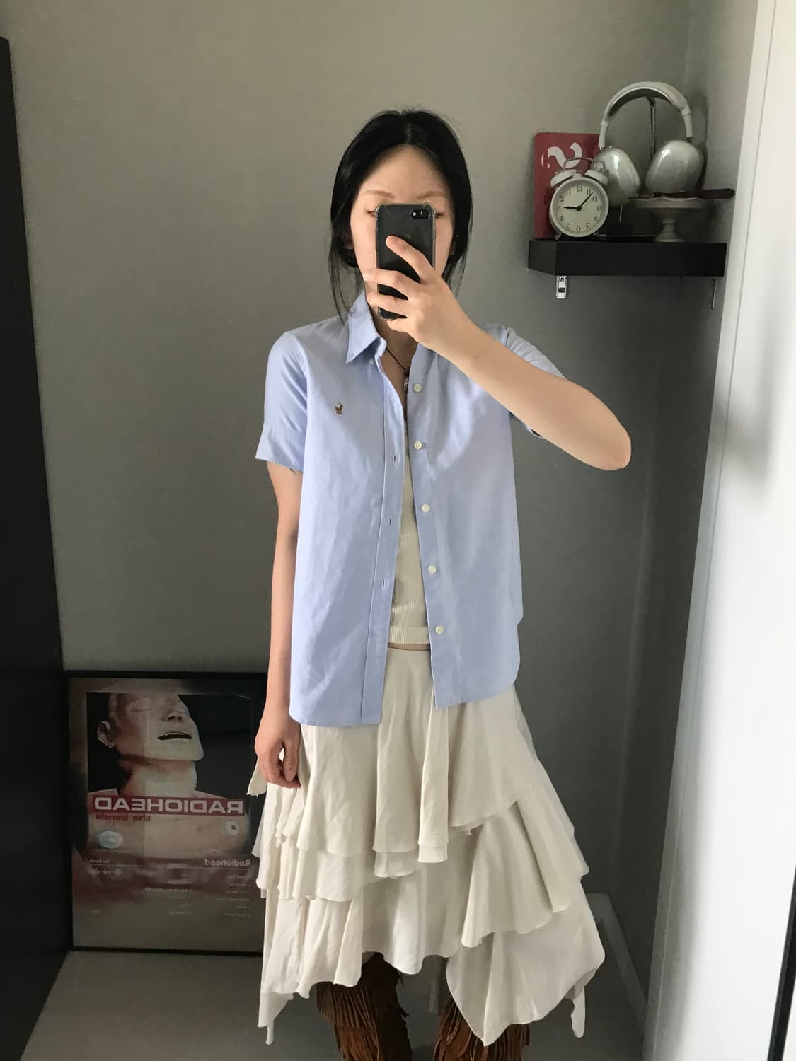 폴로 랄프로렌 포니 로고 스카이블루 반팔 셔츠 상품이미지4