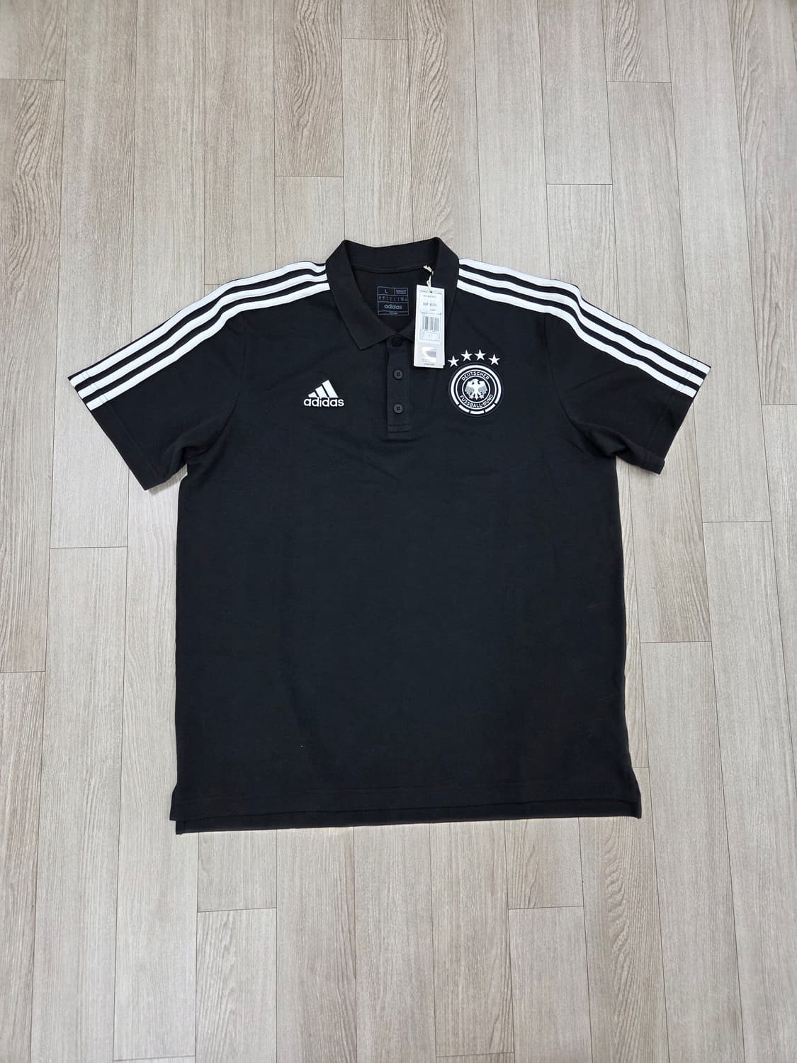 (새상품)아디다스 독일 국대 카라 반팔 티셔츠 블랙 해외 L(국내 XL) 상품이미지1