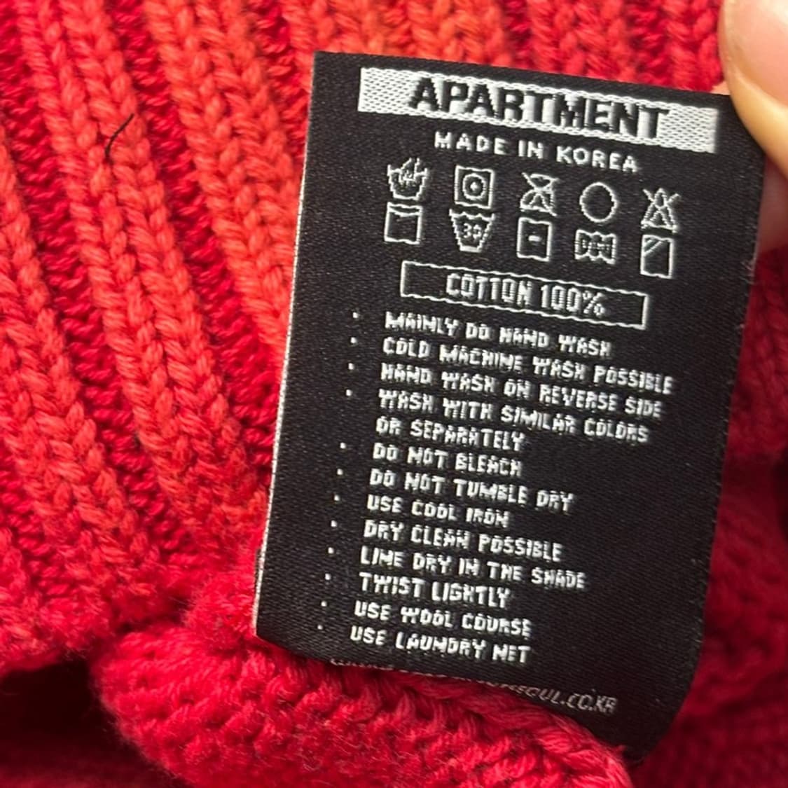 APARTMENT 다잉 워시드 니트 레드 L 상품이미지5