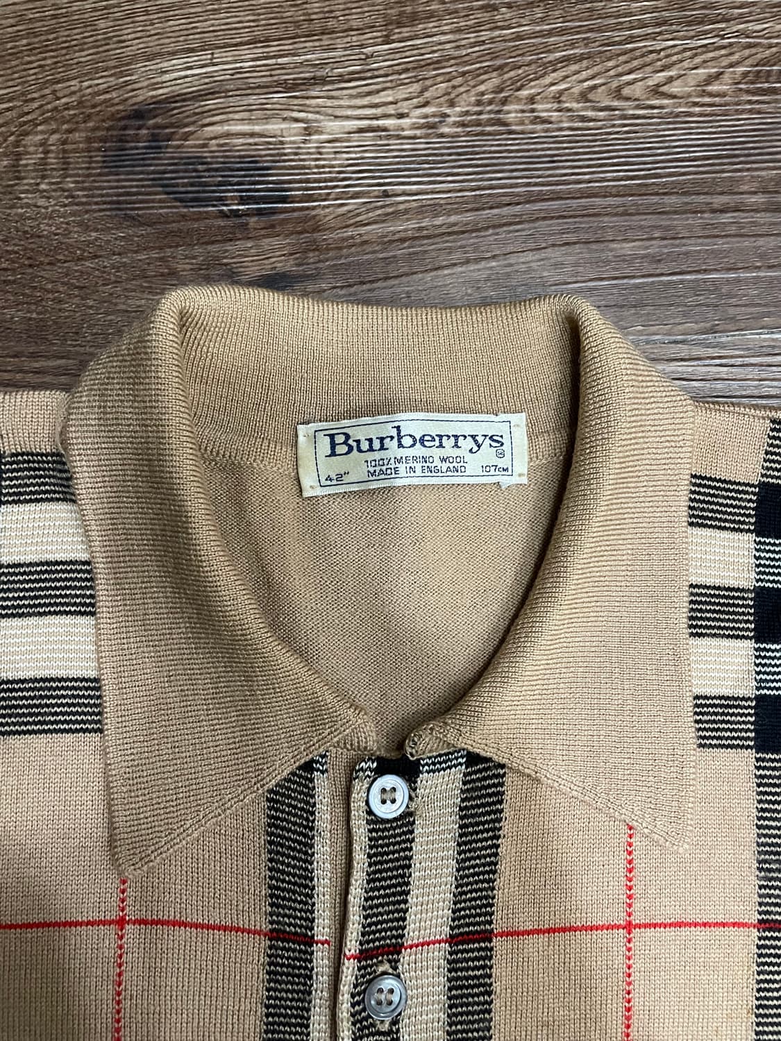 버버리 90s 노바체크 메리노울 카라넥 니트 베이지 상품이미지8