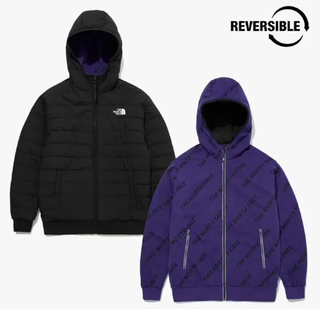 노스페이스 히트라인 리버서블 양면 경량패딩 자켓 블렉 퍼플 L 상품이미지5