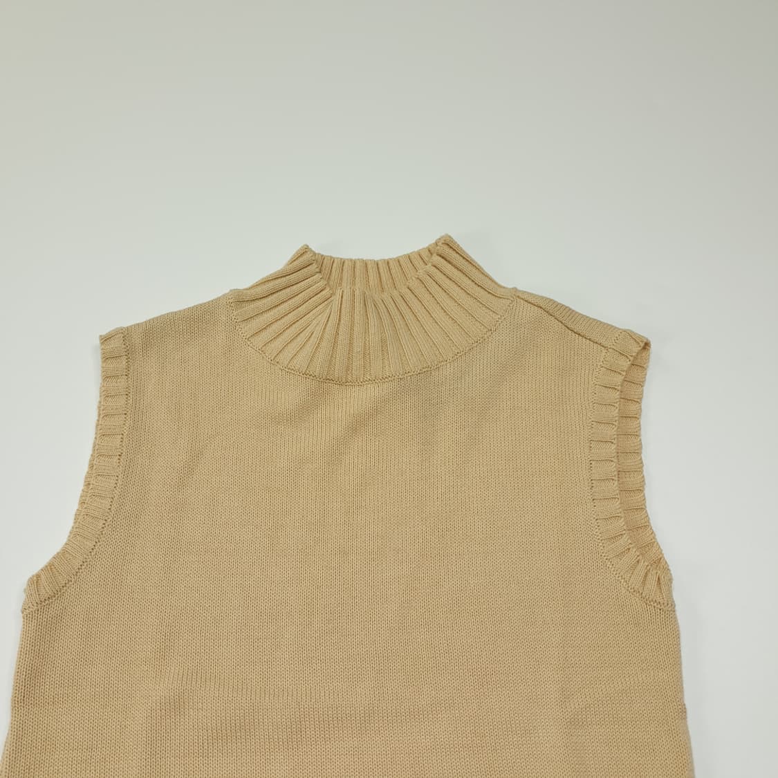 CL877 M 버버리 00s 일본판 터틀넥 베이지 니트 조끼 상품이미지2