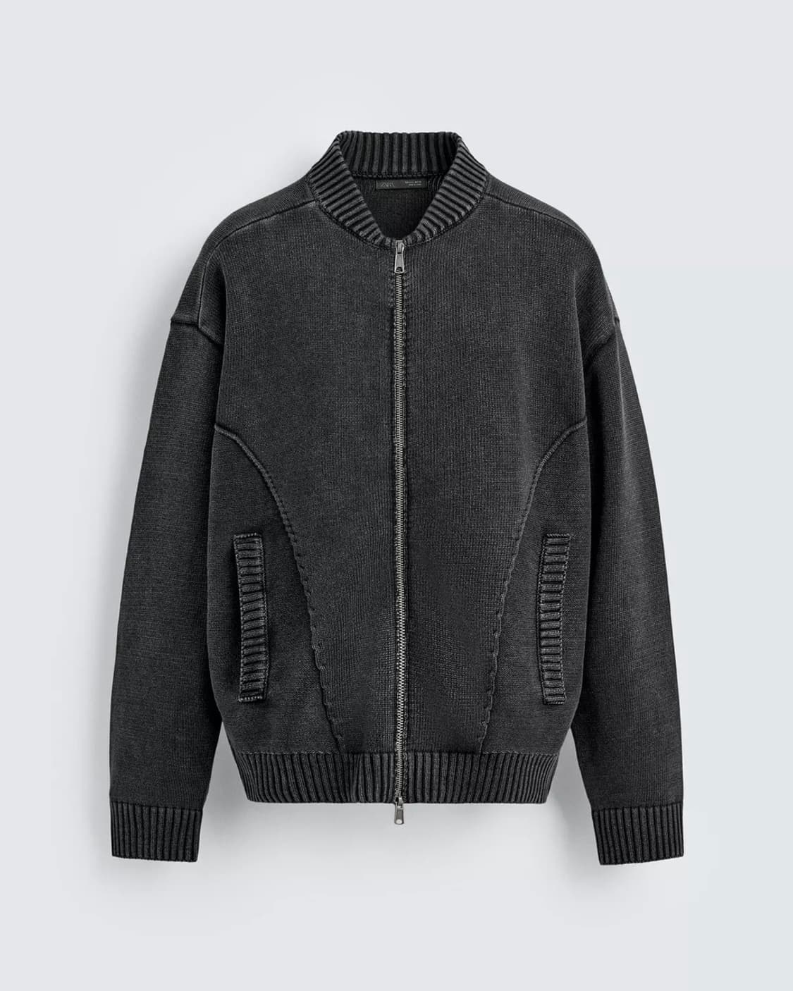 자라 니트 보머 재킷 M사이즈 챠콜 상품이미지1