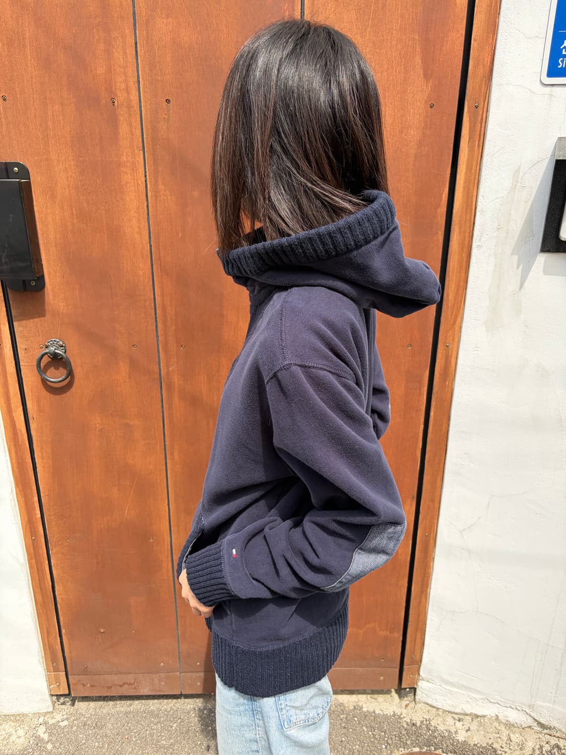 Tommy Hilfiger 엘보 패치 하프집업 후드 니트 상품이미지3