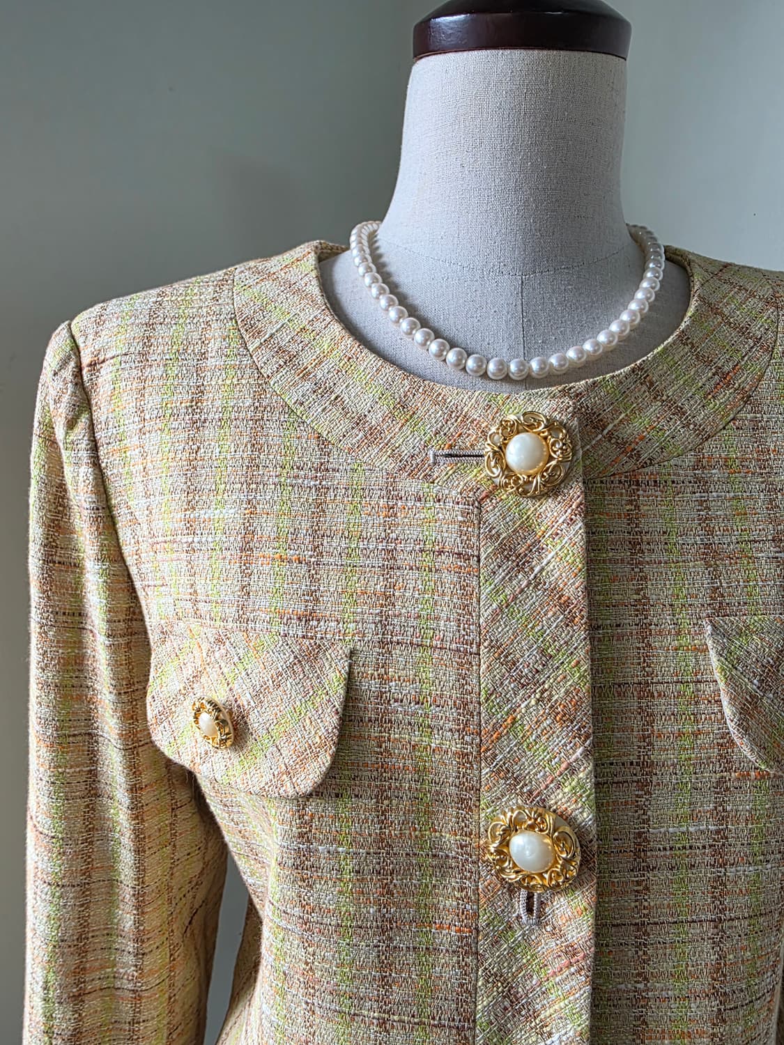 체크 금장 버튼 자켓 상품이미지1