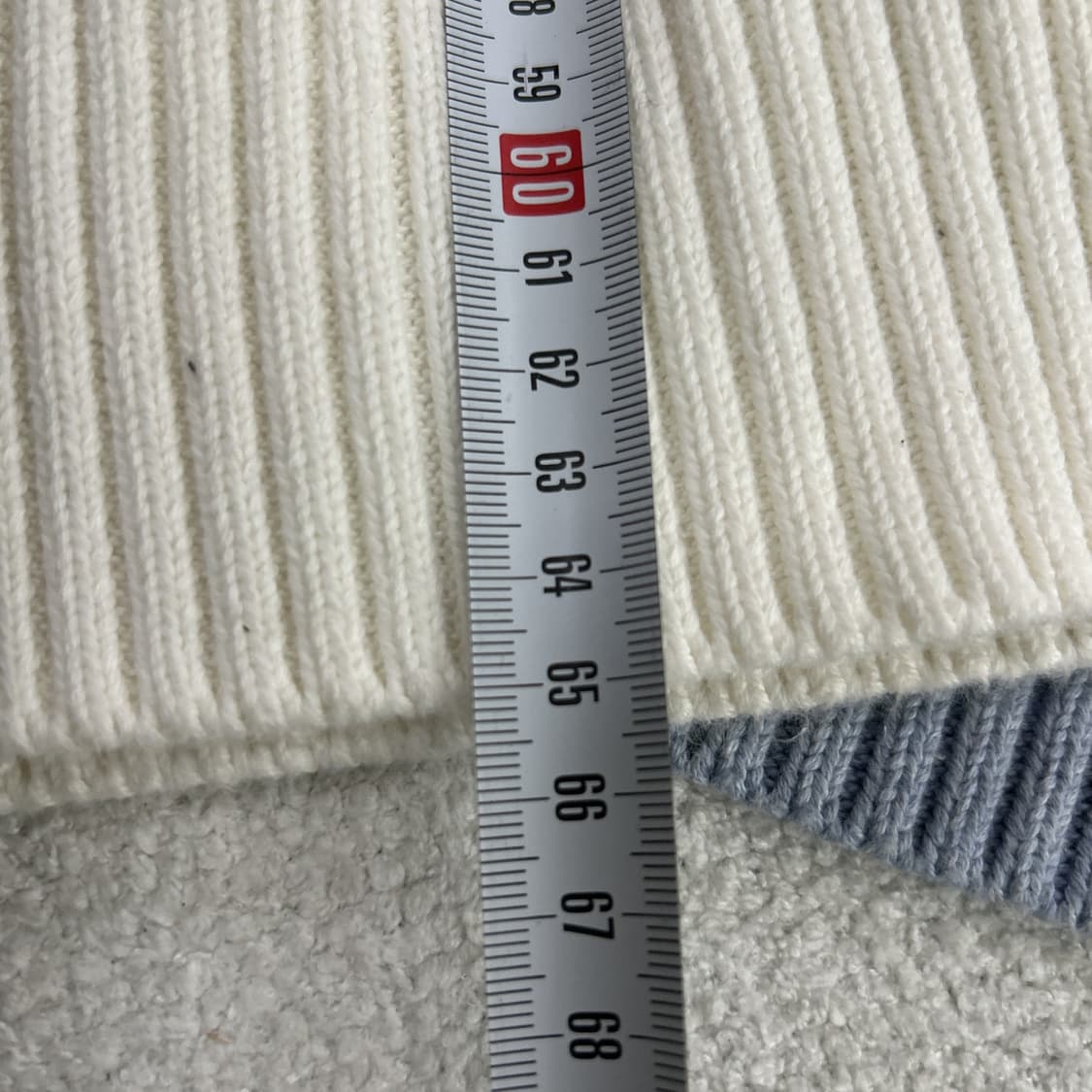 세컨드모노 케이블 하프집업 니트 화이트/블루 100 2벌 상품이미지7