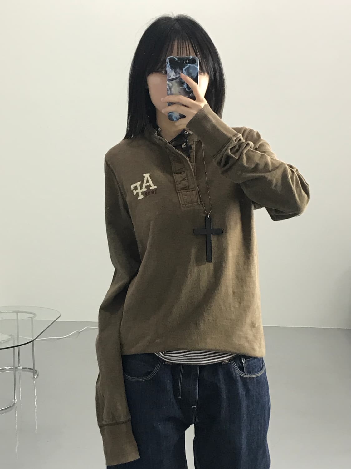  아베크롬비 헨리넥 브라운 롱 슬리브 상품이미지1