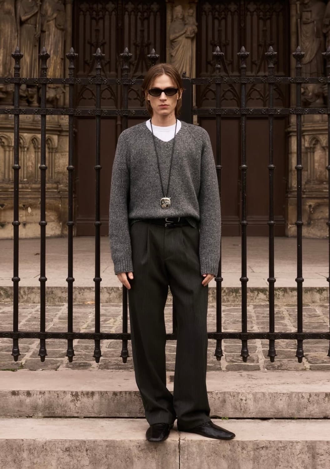 [M] STU 크리즈 벨트 슬랙스 (차콜) 상품이미지1