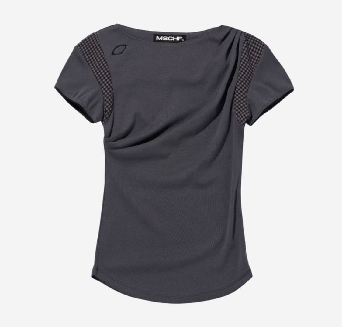 미스치프 cowl check block top charcoal 상품이미지1