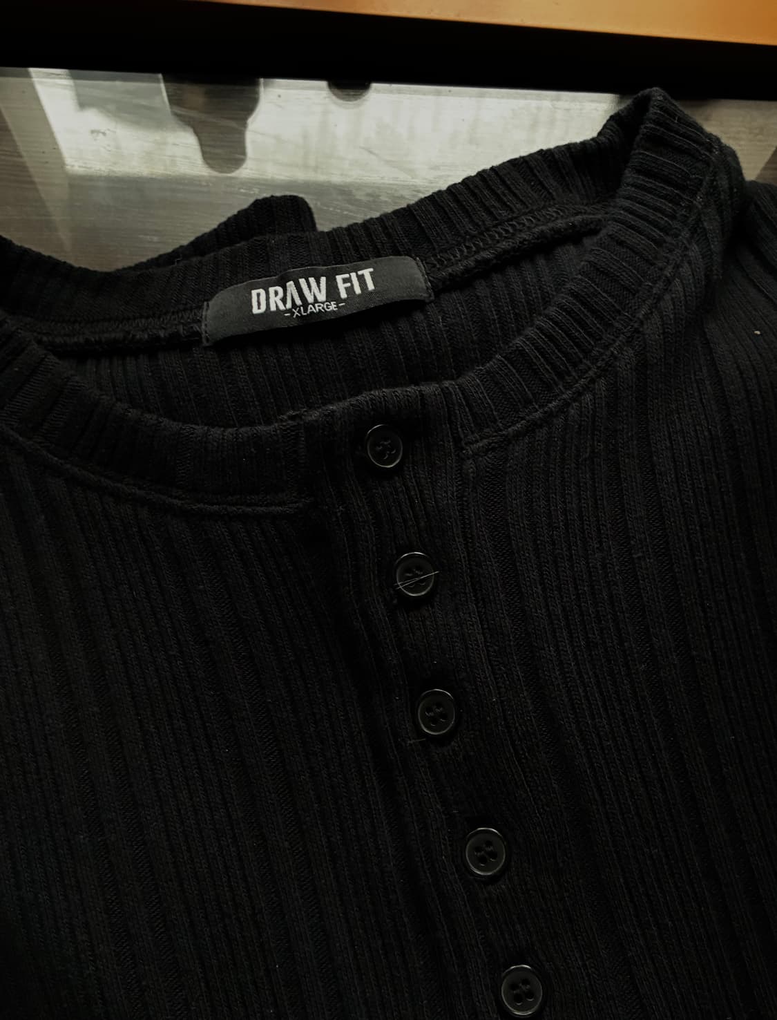 (XL) 드로우핏 리브드 헨리넥 티셔츠 [BLACK] 판매 상품이미지8