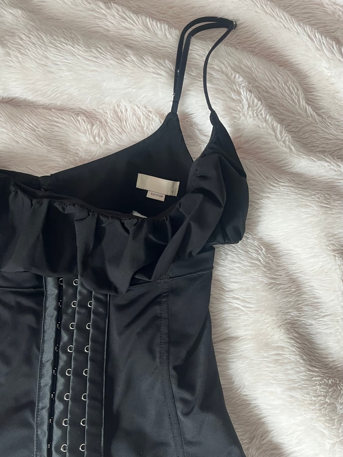 본네 bonnae Lace-up corset top (Black) 상품이미지5