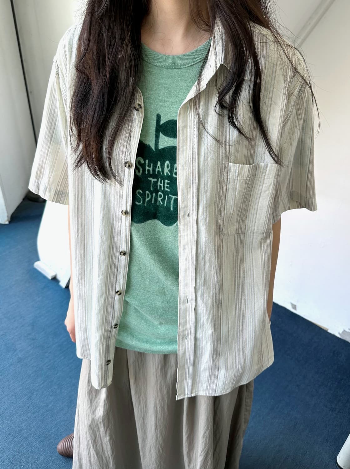 Light fabric natural check shirt 상품이미지8