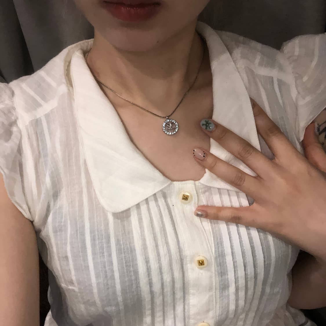 courreges 꾸레쥬 블루 큐빅 목걸이 상품이미지5