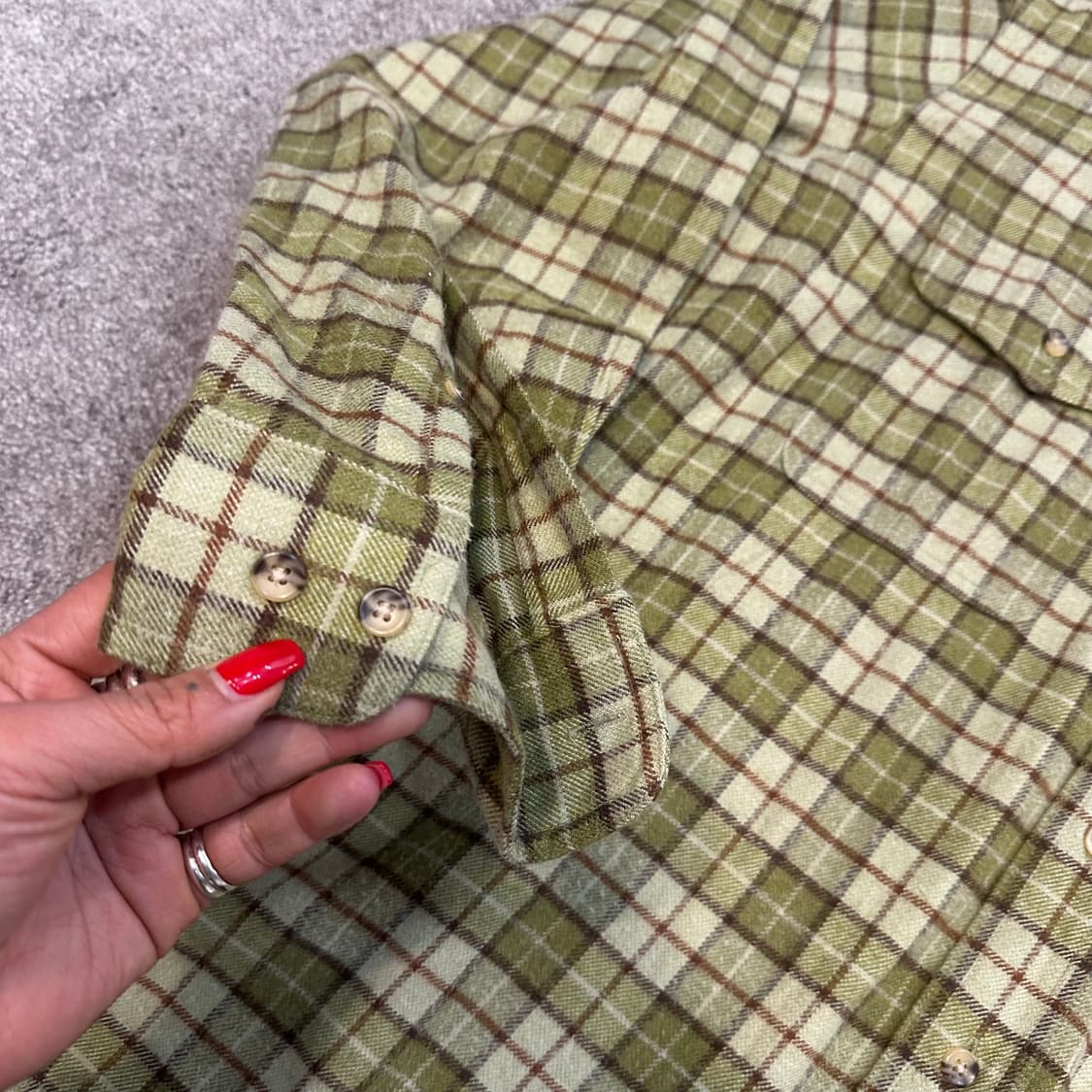 재패니즈vtg 올리브 카키 플란넬 체크 셔츠L 상품이미지4