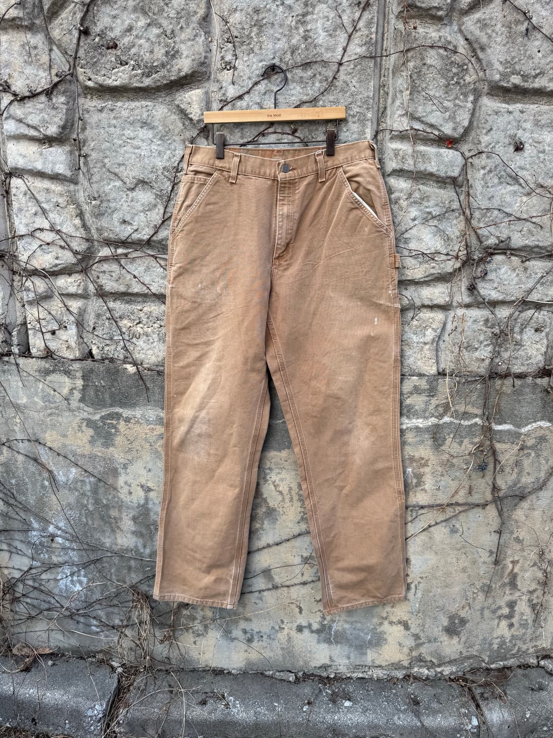 칼하트 빈티지 b11 brn 베이지 페이딩 싱글니 카펜터 워크 팬츠 상품이미지1
