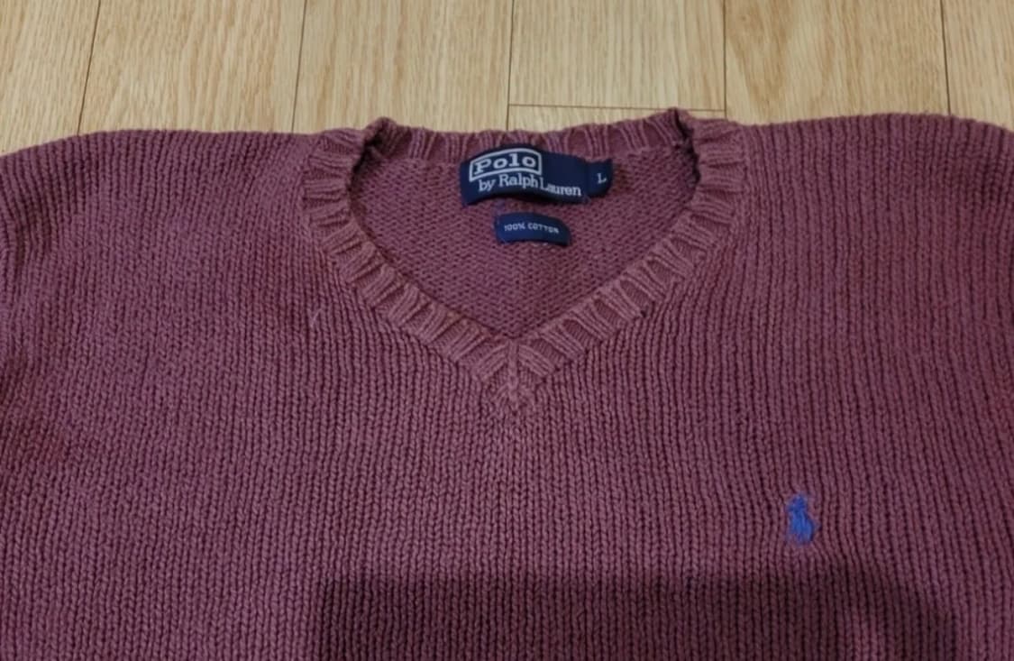 폴로랄프로렌 버건디 브이넥 오버핏 니트 상품이미지2