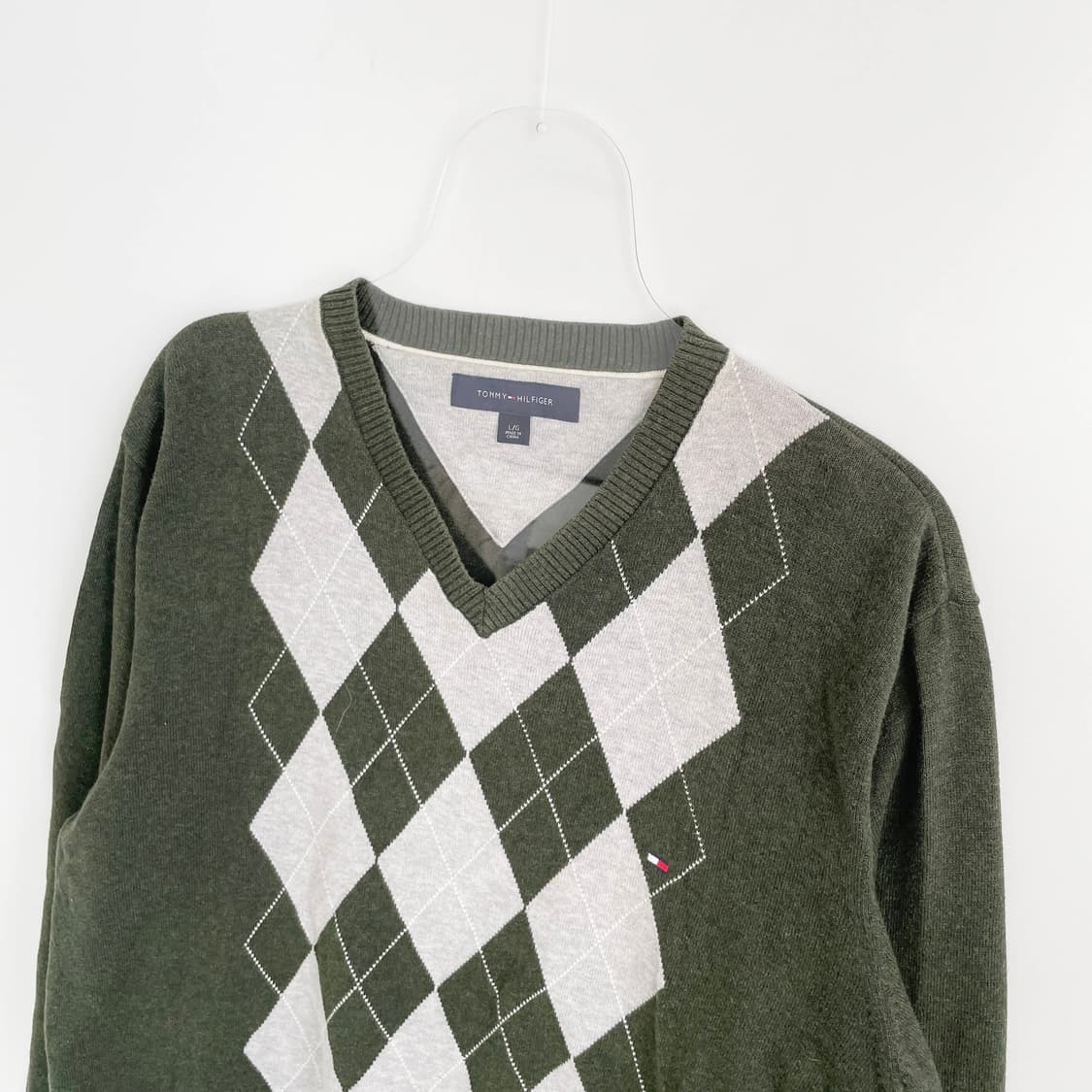 C1 타미힐피거 브이넥 아가일 니트 105사이즈 상품이미지2