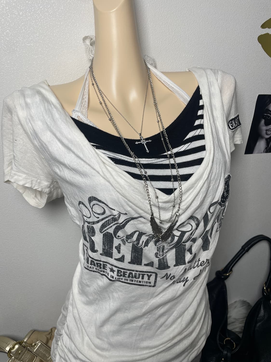 날개 갸루 y2k 스트라이프 탑 상품이미지3