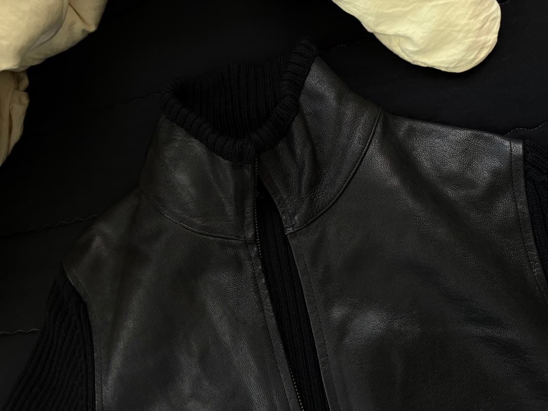 여성 빈티지 가죽 니트 자켓 상품이미지2